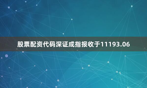 股票配资代码深证成指报收于11193.06