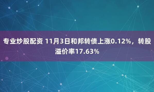 专业炒股配资 11月3日和邦转债上涨0.12%，转股溢价率17.63%