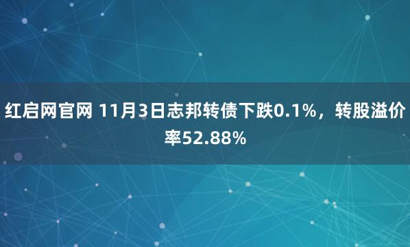 红启网官网 11月3日志邦转债下跌0.1%,转股溢价率52.88%