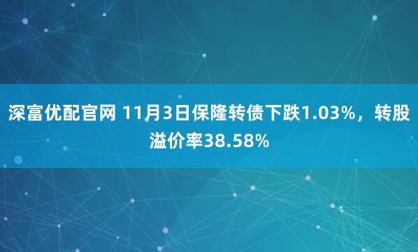 深富优配官网 11月3日保隆转债下跌1.03%，转股溢价率38.58%